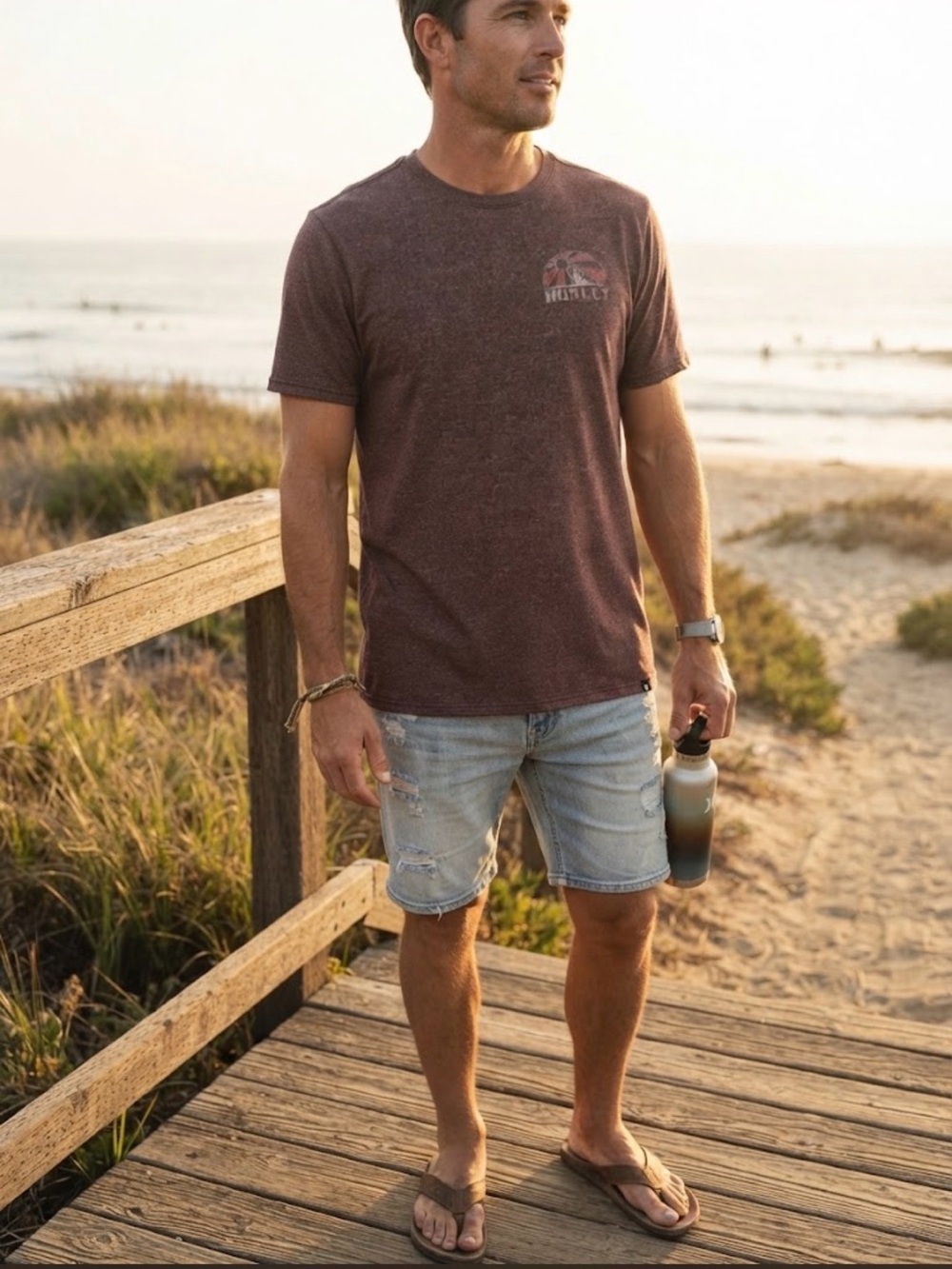 🏜️ Hurley Desert Sunset Graphic T-Shirt - (Brown Heather Triblend)
